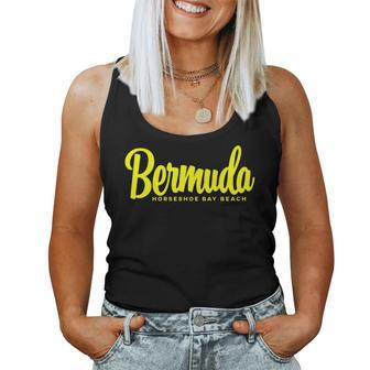 Horseshoe Bay Beach Bermuda Yellow Text Women Tank Top | Mazezy
