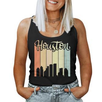 Houston - City Pride - Colorful Retro Skyline Silhouette Women Tank Top | Mazezy