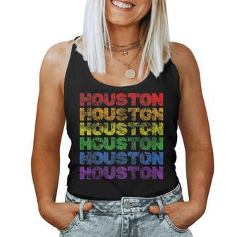 Houston Rainbow Pride Lgbt Distressed Look Women Tank Top | Mazezy