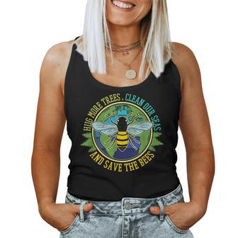 Hug More Trees Clean Seas Save Bees Nature Lover Earth Day Women Tank Top Basic Casual Daily Weekend Graphic - Thegiftio UK