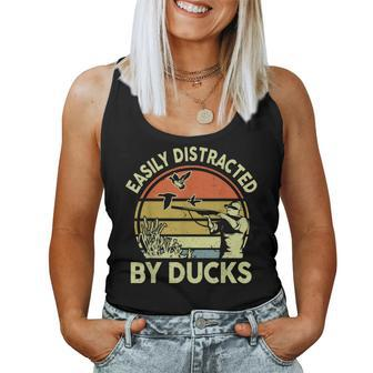 Hunting- Easily Distracted Ducks Hunter Dad Women Tank Top - Monsterry UK
