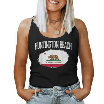 Huntington Beach Ca California Flag Vintage Sports Men Women Women Tank Top | Mazezy