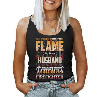 Husband Firefighter American Flag Fire Fighting Wife Pride Women Tank Top | Mazezy