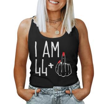 I Am 44 Plus 1 Middle Finger Funny 45Th Womens Birthday Women Tank Top Weekend Graphic - Seseable