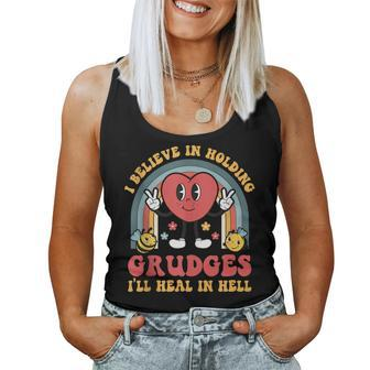 I Believe In Holding Grudges Ill Heal In Hell Rainbow Heart Women Tank Top Basic Casual Daily Weekend Graphic - Thegiftio UK