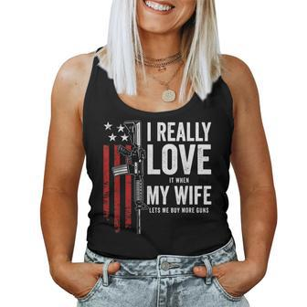 I Really Love It When My Wife Lets Me Buy More Guns Husband Women Tank Top Basic Casual Daily Weekend Graphic - Thegiftio UK