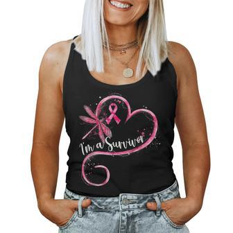 I'm A Survivor Breast Cancer Awareness Dragonfly Heart Women Tank Top - Monsterry