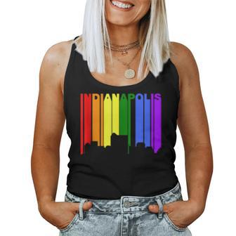 Indianapolis Indiana Lgbtq Gay Pride Rainbow Skyline Women Tank Top | Mazezy