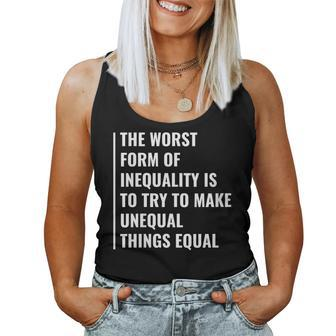 Inequality Making Not Equal Things Equal Equality Quote Women Tank Top | Mazezy CA