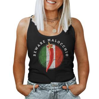 Italian Flag & Horn Italy Corno Beware Malocchio Men Women Women Tank Top | Mazezy
