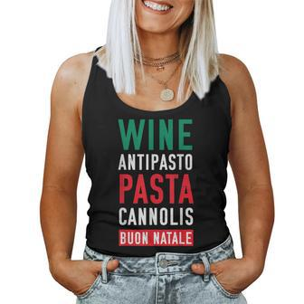 Italian Food Christmas Wine Pasta Cannoli Italian Pride Women Tank Top | Mazezy