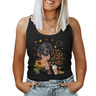 It's Fall Y'all Dachshund Dog Thanksgiving Halloween Women Tank Top - Monsterry