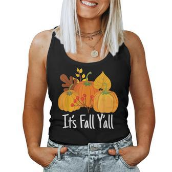 Its Fall Yall Lazy Halloween Costume Thanksgiving Pumpkin Halloween Costume Women Tank Top | Mazezy