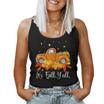 It's Fall Y'all Pumpkin Truck Autumn Tree Hello Fall Women Tank Top - Seseable