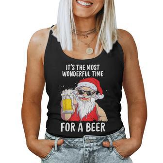 It's The Most Wonderful Time For A Beer Christmas Santa Hat Women Tank Top - Thegiftio UK