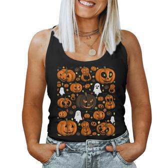 Jackolantern Ghost Fall Evil Pumpkin Halloween Halloween Women Tank Top | Mazezy