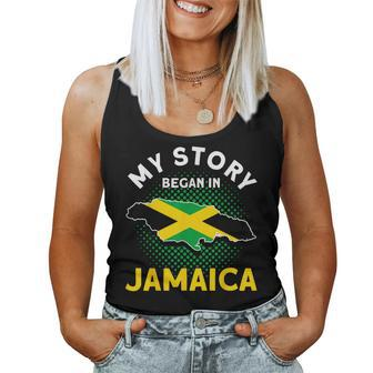 Jamaican Moms Jamaica Lovers My Story Began In Jamaica Pride Women Tank Top Weekend Graphic - Seseable