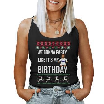 Jesus Birthday Holiday Ugly Christmas Sweater Women Tank Top - Monsterry AU