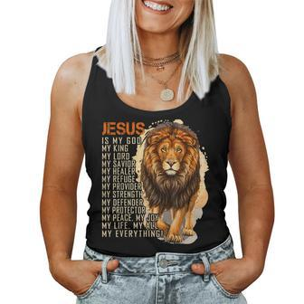 Jesus Is King Lion Christian Women Tank Top - Monsterry CA
