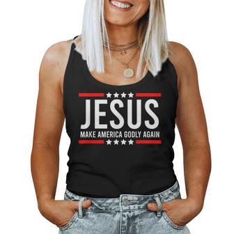 Jesus Make America Godly Again Patriotic Christian Men Women Tank Top Weekend Graphic - Monsterry AU