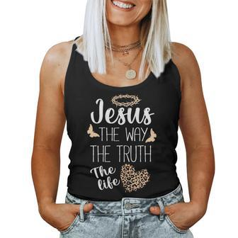 Jesus The Way Truth Life Women Christian Leopard Women Tank Top Basic Casual Daily Weekend Graphic - Seseable