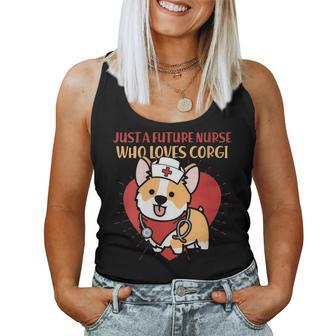 Just A Future Nurse Who Loves Corgi Dog Mom Dad Women Tank Top | Mazezy