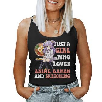 Just A Girl Who Loves Anime Ramen And Sketching Women Tank Top - Monsterry DE
