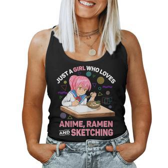 Just A Girl Who Loves Anime Ramen And Sketching Anime Women Tank Top | Mazezy