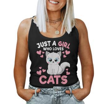 Just A Girl Who Loves Cats Cute Cat Lover Girls Toddlers Women Tank Top - Thegiftio UK