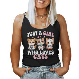 Just A Girl Who Loves Cats Cute Cat Lover Women Tank Top - Monsterry