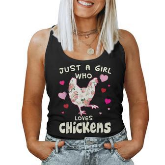 Just A Girl Who Loves Chickens Chicken Farm Gag Outfit Women Tank Top - Monsterry UK