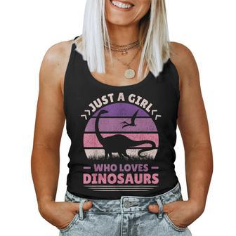 Just A Girl Who Loves Dinosaurs Cute Dino Dinosaur Women Tank Top - Seseable