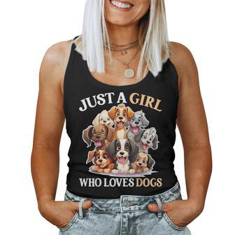 Just A Girl Who Loves Dogs Girls Dog Women Tank Top - Seseable