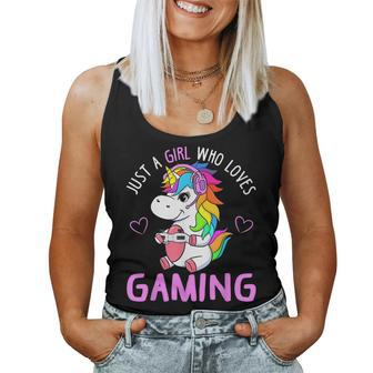 Just A Girl Who Loves Gaming Cute Gamer Unicorn Women Women Tank Top - Seseable