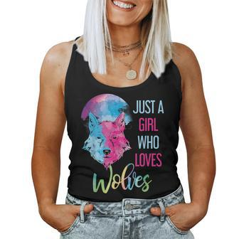 Just A Girl Who Loves Wolves Wild Animal Girls Wolf Women Tank Top - Monsterry AU