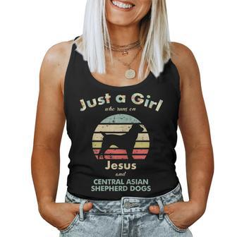 Just A Girl Who Runs On Jesus And Central Asian Shepherd Dog Women Tank Top | Mazezy