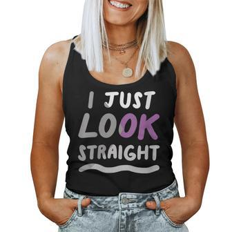 I Just Look Straight Demisexual Lgbtqia Pride Flag Women Tank Top | Mazezy