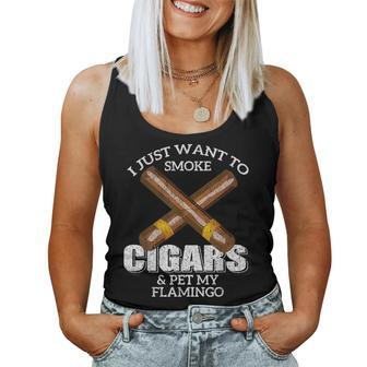 I Just Want To Smoke Cigars And Pet My Flamingo Flamingos Cigars Women Tank Top | Mazezy