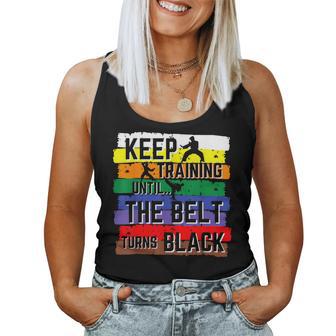 Karate Keep Training Until The Belt Turns Black Girls Women Tank Top - Thegiftio UK