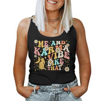 Me And Karma Vibe Like That Cat Moon At-Midnight Groovy Women Tank Top - Thegiftio UK