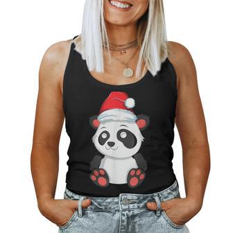 Kawaii Panda Christmas Santa Hat Xmas Bear Girls Women Tank Top - Monsterry