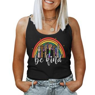 Be Kind Rainbow Sign Language Hand Lgbt Gay Les Pride Asl Women Tank Top | Mazezy
