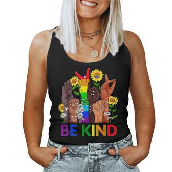 Be Kind Sign Language Hand Talking Lgbtq Flag Gay Pride Women Tank Top | Mazezy