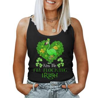 Kiss Me Im Flocking Irish Green Flamingo St Patricks Day Women Tank Top | Mazezy
