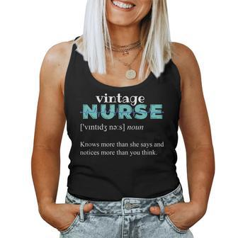 Knows More Than She Says - Funny Vintage Nurse Definition Women Tank Top Basic Casual Daily Weekend Graphic - Thegiftio UK