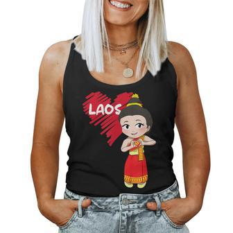 Laos Lao Laotian Proud Flag Traditional Dress Lao Sinh Girl Women Tank Top | Mazezy DE