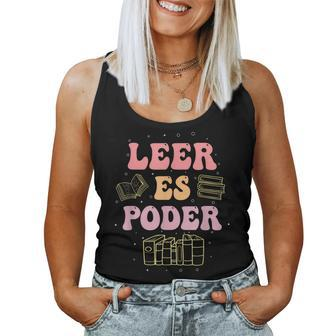 Leer Es Poder Groovy Spanish Teacher Bilingual Maestra Women Tank Top - Monsterry DE