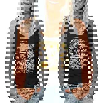 Leopard Sunflower Lunch Lady First Day Back To School Women Tank Top Weekend Graphic - Seseable