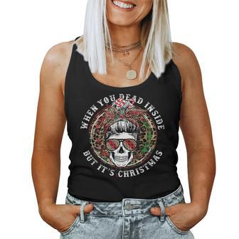Leopard When Youre Dead Inside But Its Christmas Mom Skull For Mom Women Tank Top | Mazezy