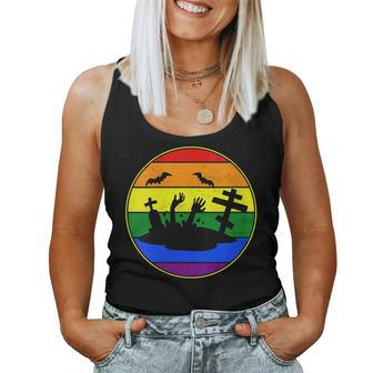 Lesbian Stuff Lgbtq Gay Goth Pride Coming Out Graveyard Bats Women Tank Top | Mazezy